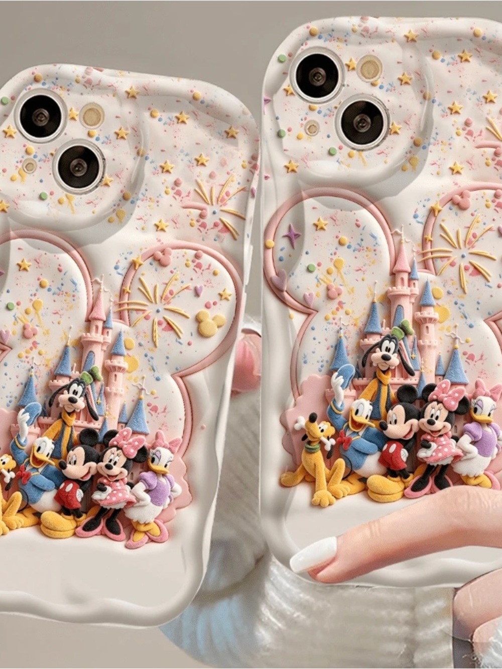 Disney Mickey & Friends 3D Castle Phone Case - Pastel White & Pink For 17 pro M